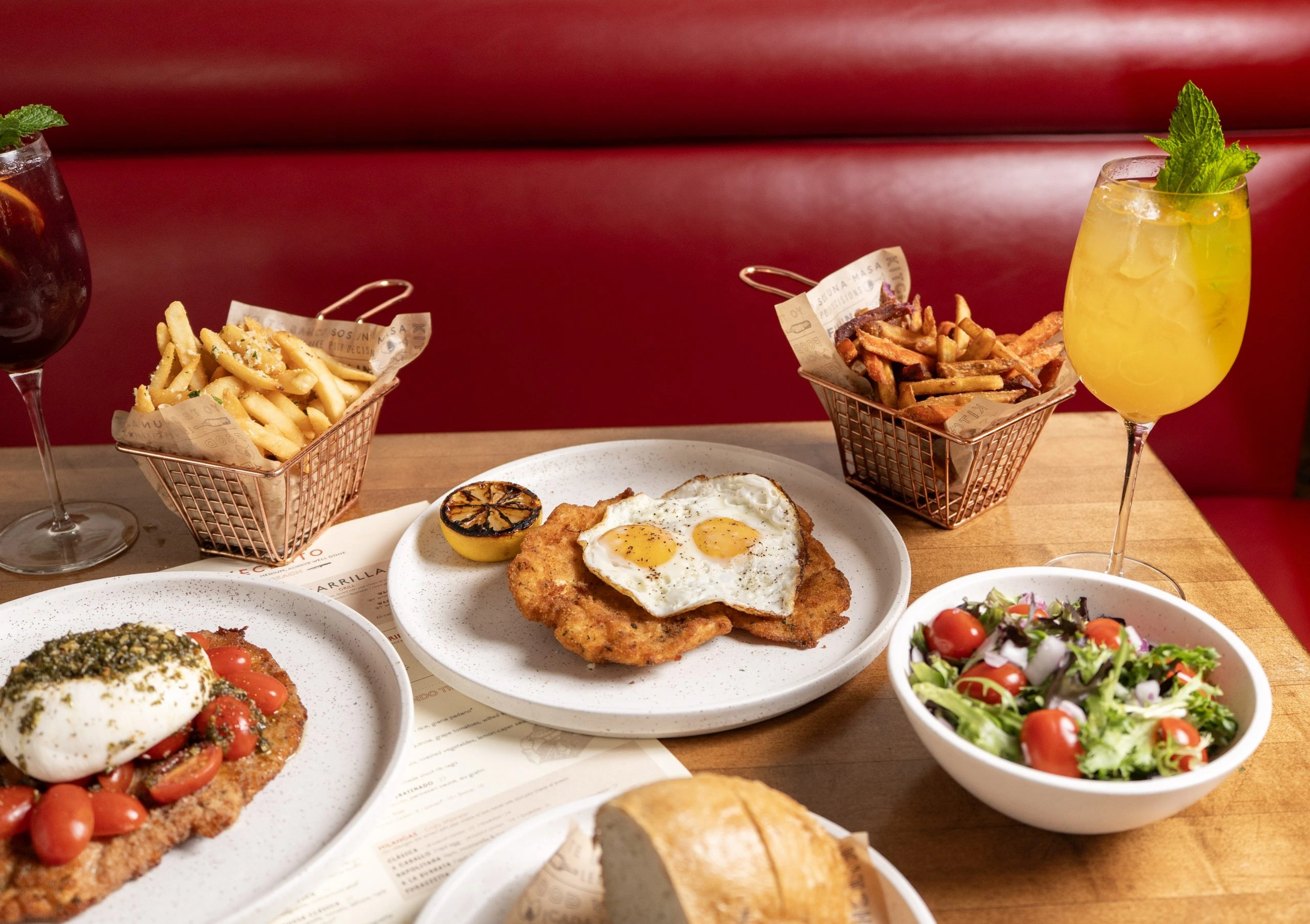 Novecento sandwiches, fries and a fresh salad