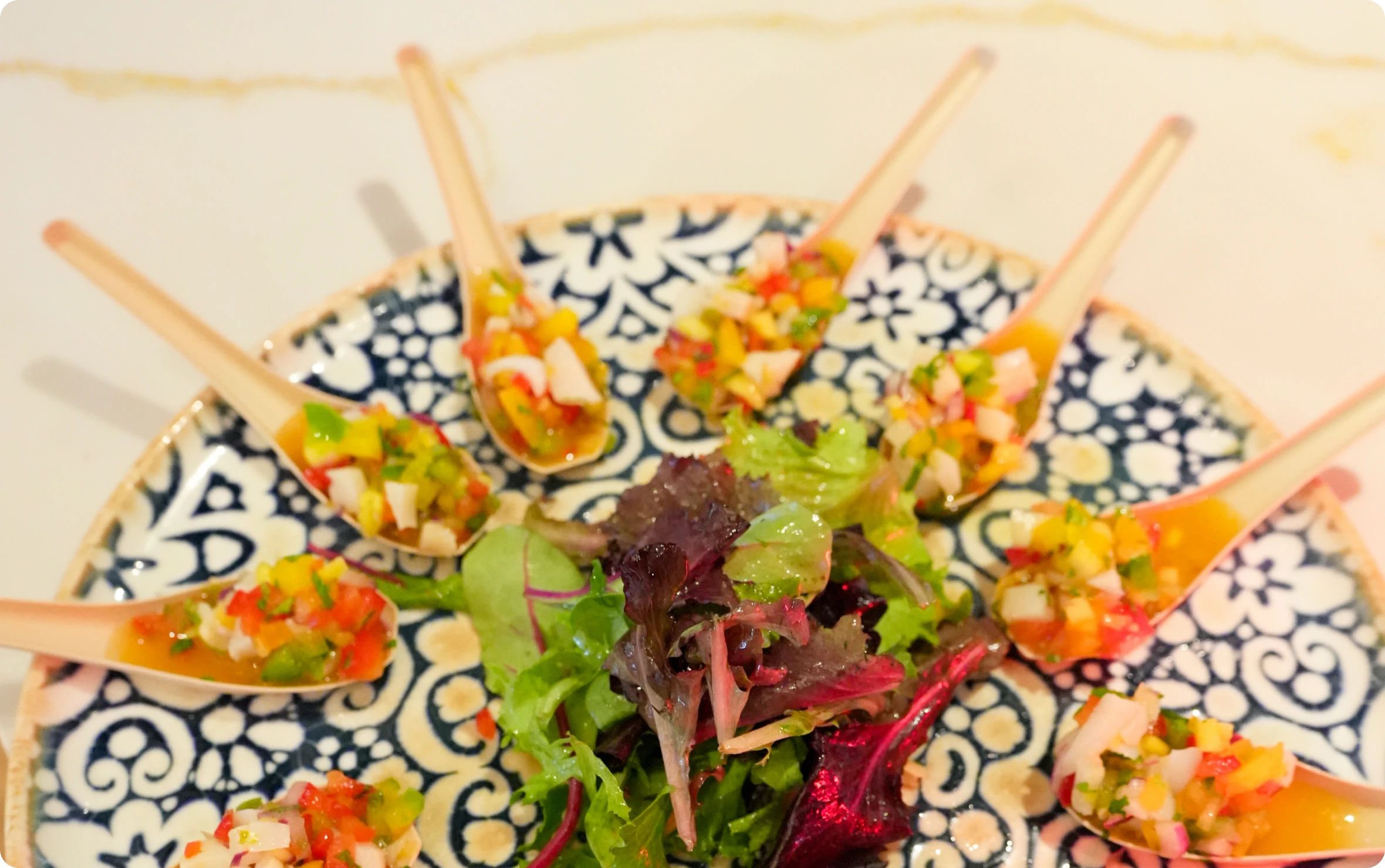 Colorful Novecento bites prepared for sharing
